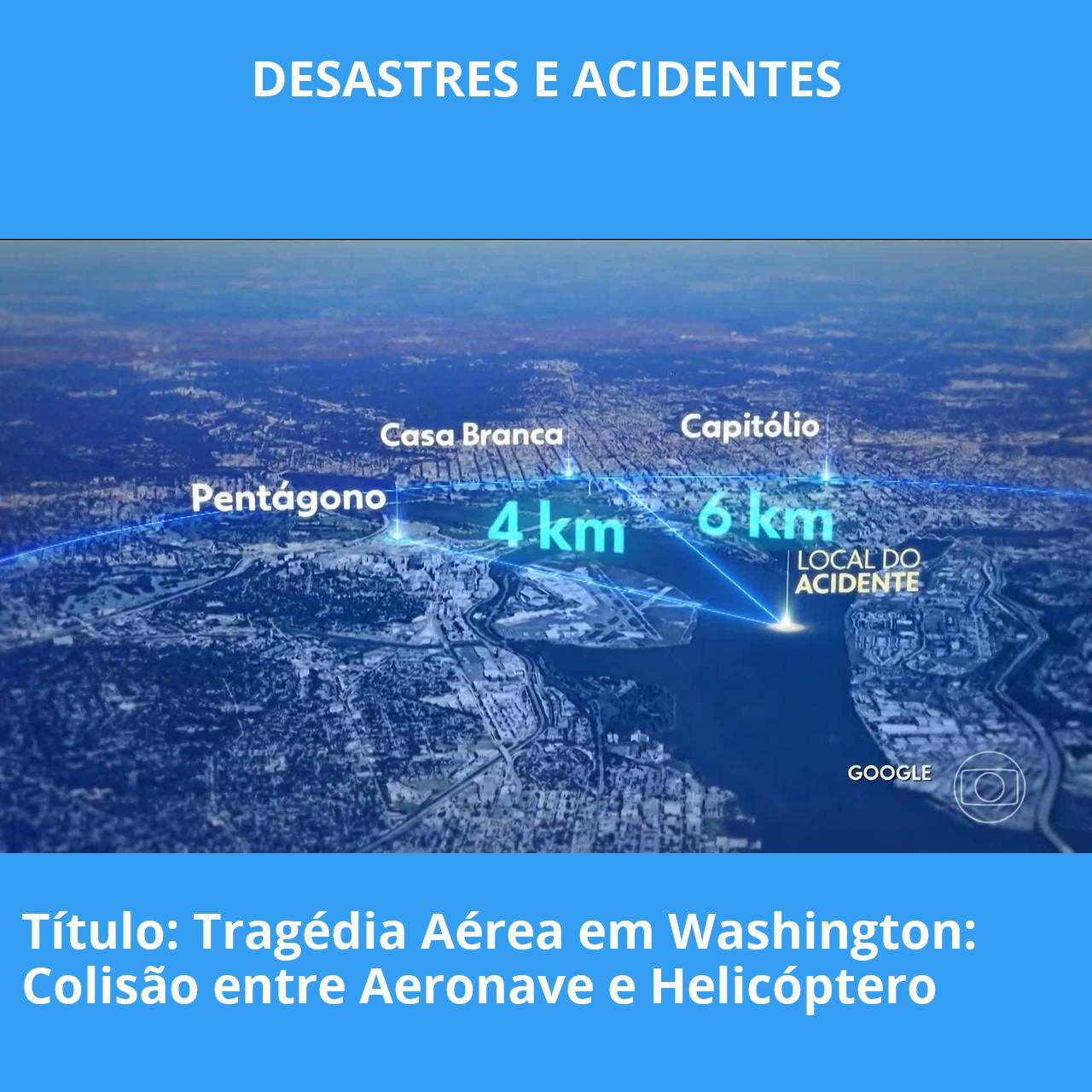 Título: Tragédia Aérea em Washington: Colisão entre Aeronave e Helicóptero